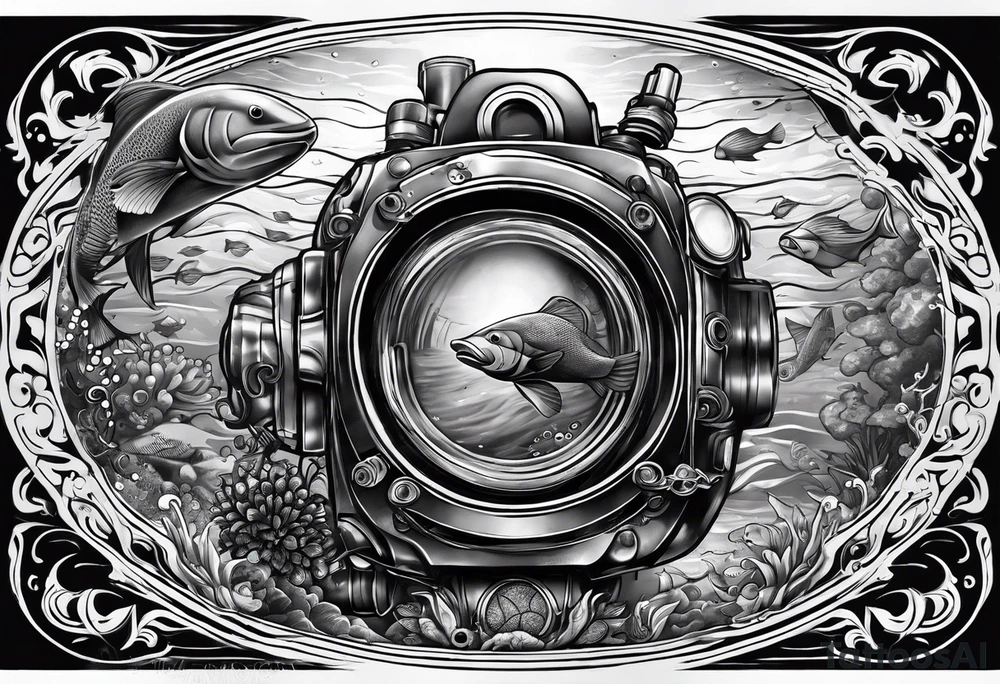 Classic diver under water tattoo idea