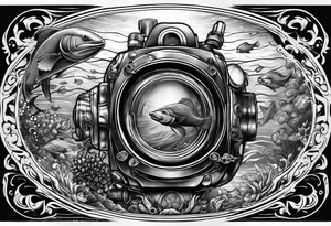 Classic diver under water tattoo idea