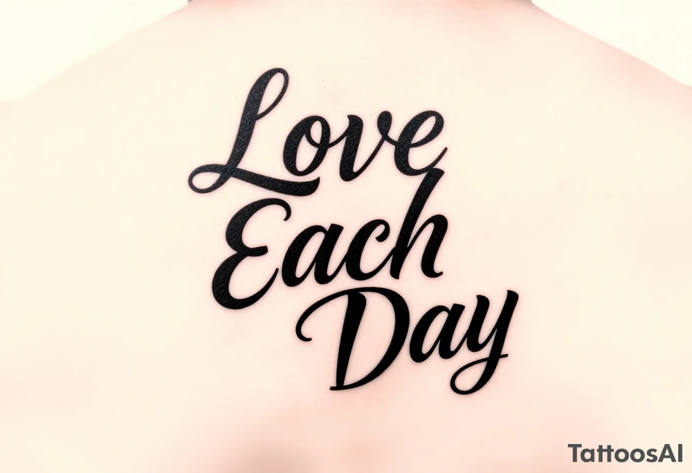tattoo that says Love Each Day in a unique font for a female tattoo idea