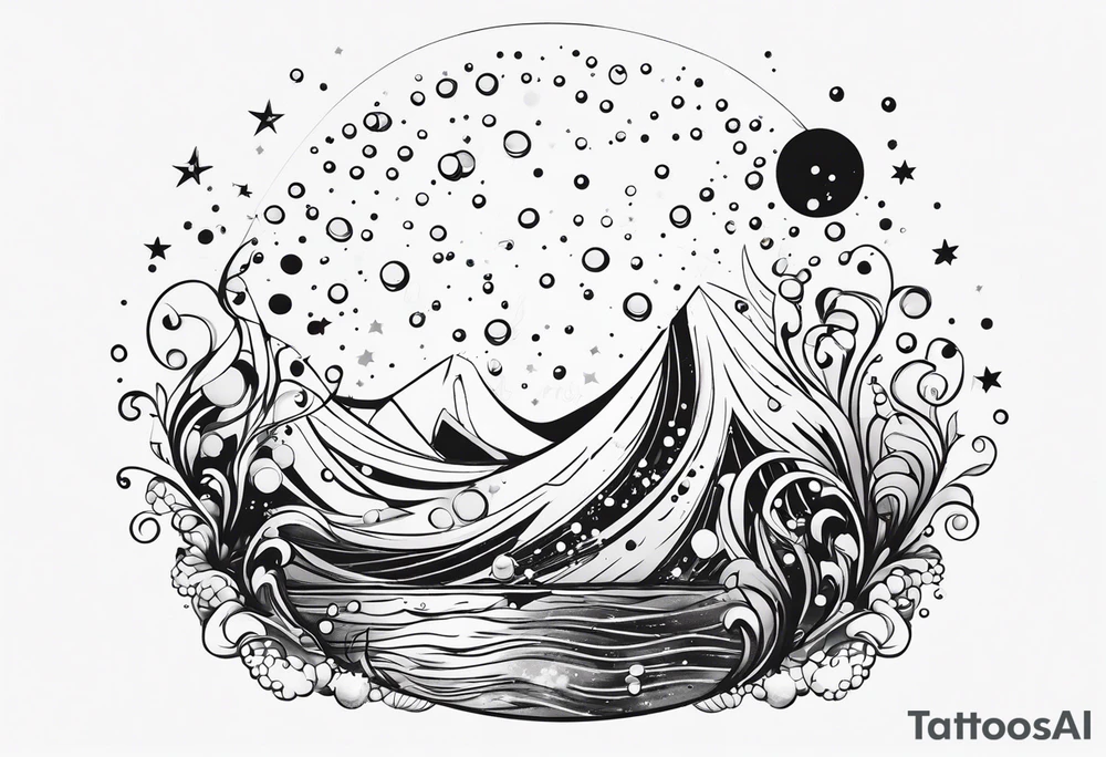Draw me some magical really simple underwater bubbles and simple stars tattoo idea