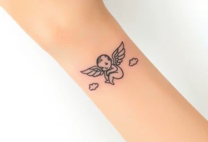 Winged baby, clouds tattoo idea