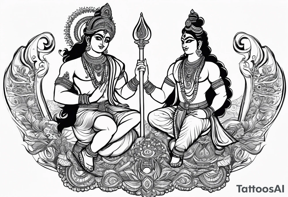 Lord krishna and arjun on a chariot tattoo idea