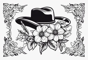 floral western cowboy tattoo idea