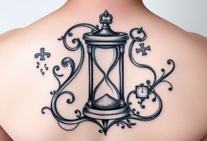 mother/son: music, hourglass, pocket watch, puzzle pieces, strength, forgiveness, love, infinity tattoo idea