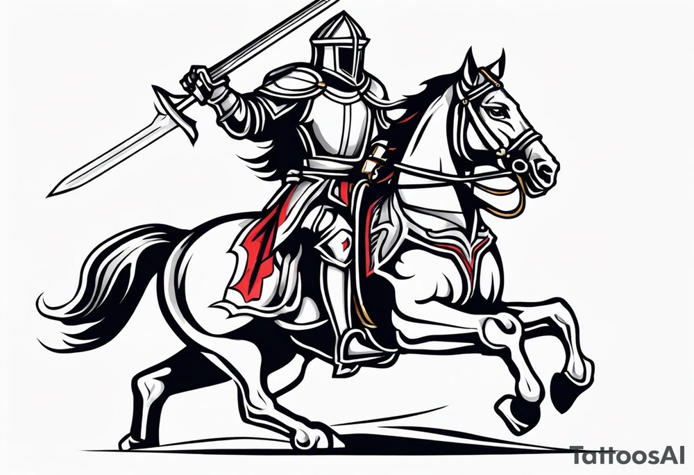 Templer knight on horse with sword an shield tattoo idea