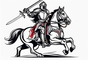 Templer knight on horse with sword an shield tattoo idea