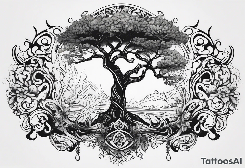 Baum mit langen Wurzeln tattoo idea