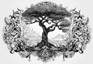 Baum mit langen Wurzeln tattoo idea