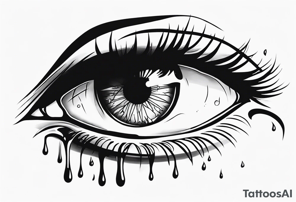 Realistic eye crying tears of tragedy death and betrayal tattoo idea