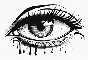 Realistic eye crying tears of tragedy death and betrayal tattoo idea