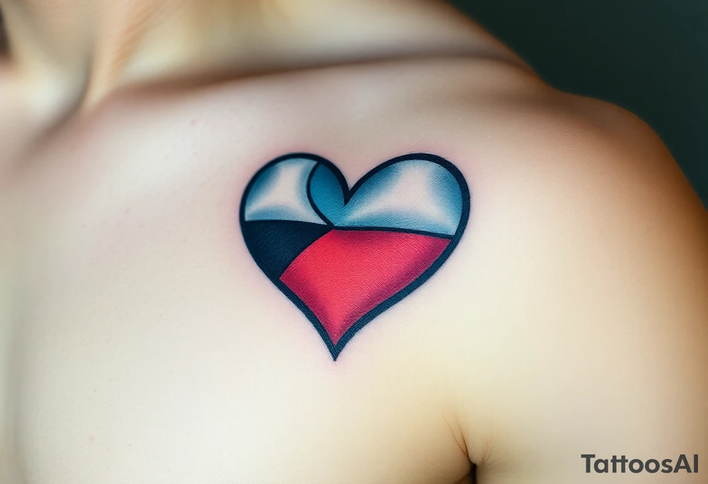 A Czech flag inside a heart shape, with soft shading to give it a glowing effect tattoo idea