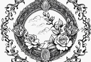 rosary with floral vines wrapped around it tattoo idea