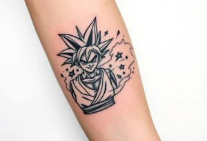 legendary dragonball z scene with energy aura and power effects tattoo idea