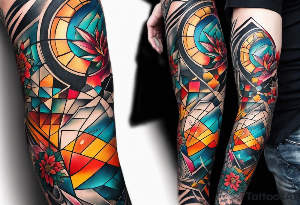 Full leg tattoo sleeve square tattoo idea