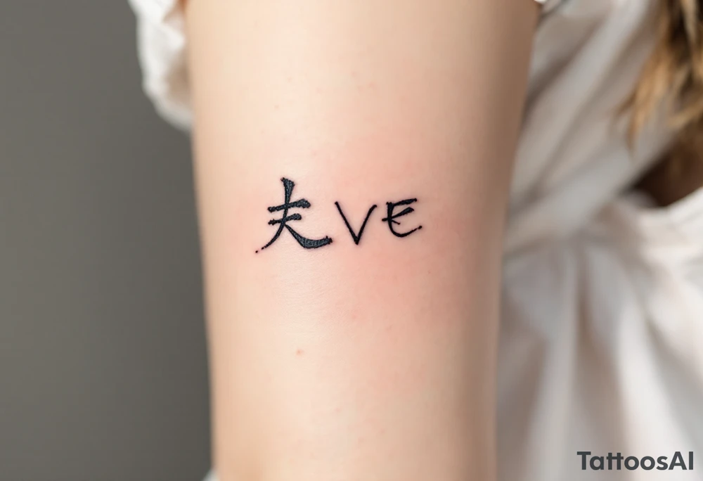 The symbol for love symbolized in rune in deep black. tattoo idea