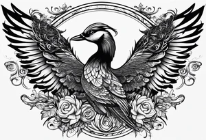 music leaves swirls key wings tattoo idea