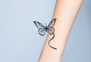 ethereal butterfly with flowing silk ribbons in moonlight tattoo idea