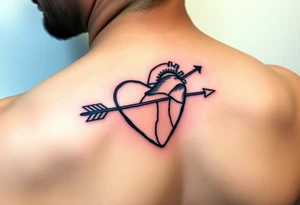 Detailed heart with an arrow inside tattoo idea
