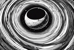 planets falling into a spiraling black hole tattoo idea