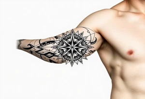 bold line ornamentaali viikinkikompassi tattoo idea