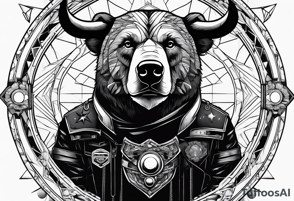 bear versus bull in space tattoo idea