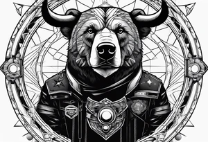 bear versus bull in space tattoo idea