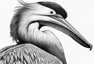 large pelican beside a sandpiper, dainty, minimalist, detailed tattoo idea