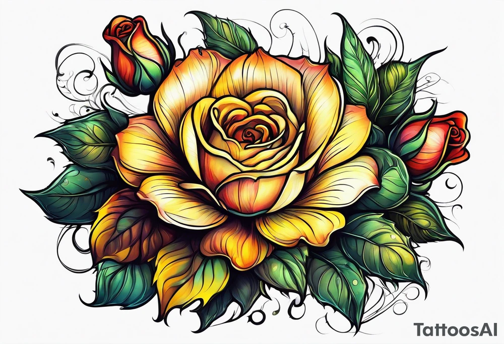 flower rose , sunflower, alien tattoo idea