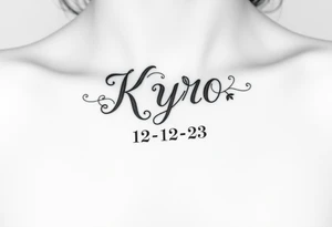 the name Kyro with birthday 12-12-23 tattoo idea