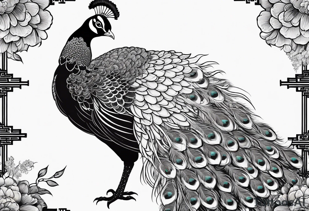 chinese peacocks flying tattoo idea