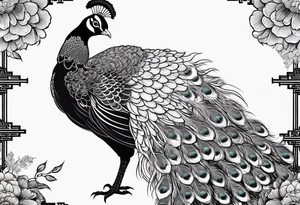 chinese peacocks flying tattoo idea