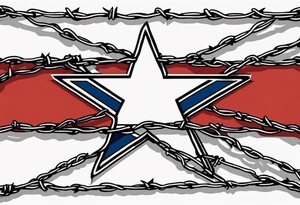 Rebel flag caught between 2 bands of barbed wire tattoo idea