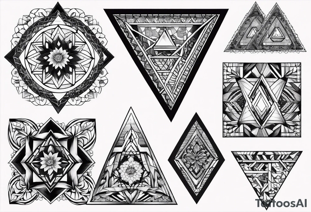 Geometric lace triangle tattoo idea