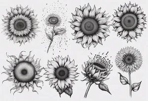Sunflower sleeve with dandelion tattoo idea