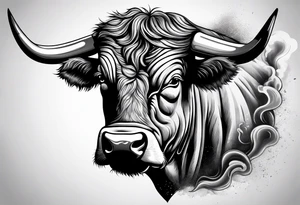 A powerful bull and steam coming out of his notrils. Make it angry tattoo idea