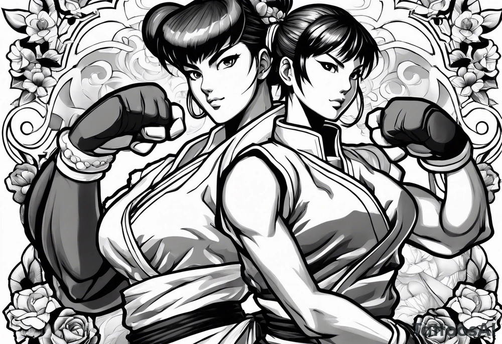 street fighter 3 makoto, chun li fighting tattoo idea