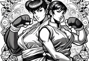 street fighter 3 makoto, chun li fighting tattoo idea