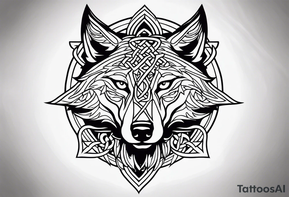 Sode view Angry celtic wolf tattoo idea