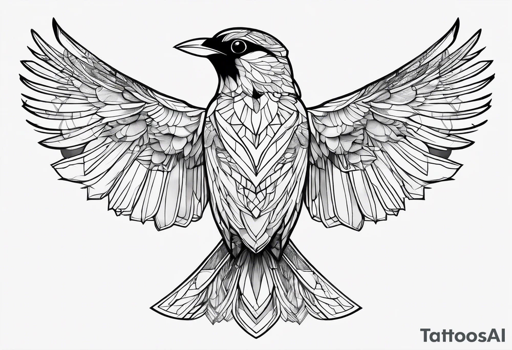 outline drawing of a bird tattoo idea