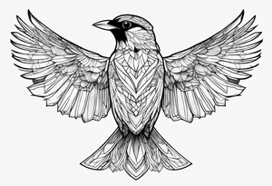 outline drawing of a bird tattoo idea