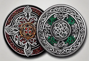 Small circular 3d colored shoulder Celtic tattoo tattoo idea