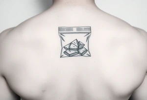 Small plastic baggie with crystal meth inside of it tattoo idea