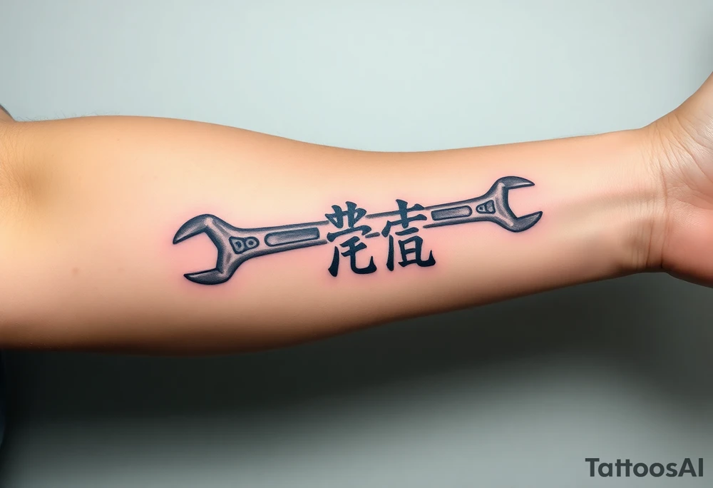 Straight Pipe Wrenches and kanji tattoo idea