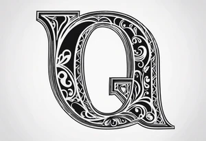 The letter Q with a heart tattoo idea