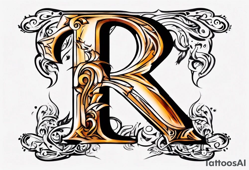 Letter R with date 09.01.23 tattoo idea