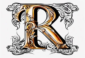 Letter R with date 09.01.23 tattoo idea