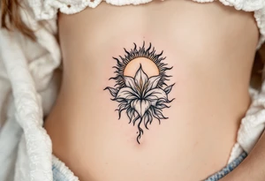 lily letter c and a rising sun tattoo idea