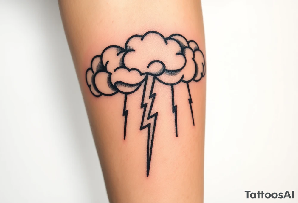 Black storm clouds with rain falling & lightning bolts striking down tattoo idea