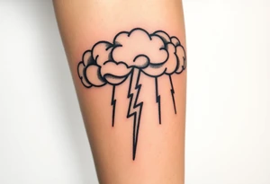 Black storm clouds with rain falling & lightning bolts striking down tattoo idea