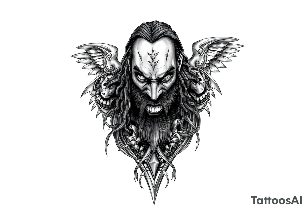 Bray Wyatt the Fiend center piece with tribal surrounding covering up old tattoo tattoo idea